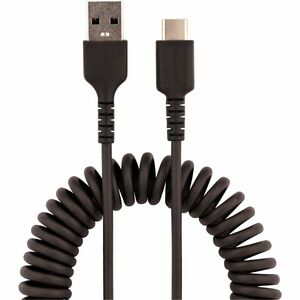 StarTech.com Cable de 50cm de Carga USB A a USB C, Cable USB Tipo C en Espiral de Carga Rápida, Cable USB 2.0 A a USBC Negro - Cable for Dispositivo móvil, iPad Pro, iPad mini, Smartphone - Extremo pr