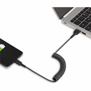 StarTech.com Cable de 50cm de Carga USB A a USB C, Cable USB Tipo C en Espiral de Carga Rápida, Cable USB 2.0 A a USBC Negro - Cable for Dispositivo móvil, iPad Pro, iPad mini, Smartphone - Extremo pr