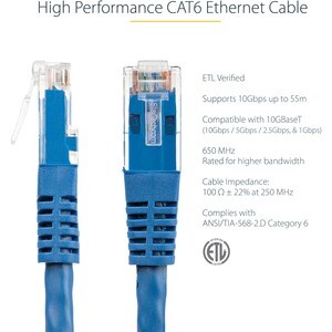 StarTech.com CABLE AZUL MOLDEADO DE 3M CAT6 RJ45 UTP GIGABIT ETHERNET - imagen 2