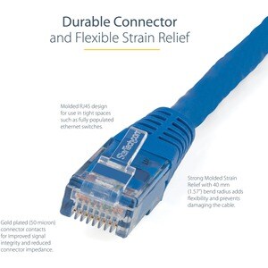 StarTech.com CABLE AZUL MOLDEADO DE 3M CAT6 RJ45 UTP GIGABIT ETHERNET - imagen 3