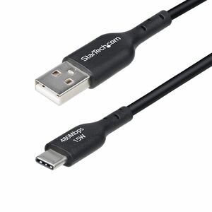 Cable Cargador USB-A a USB-C de 1m - Cable Adaptador USB-A a USB Tipo C - 3A - Cable de Carga y Sincronización - USB 2.0 - Recubrimiento de TPE - M/M - Negro