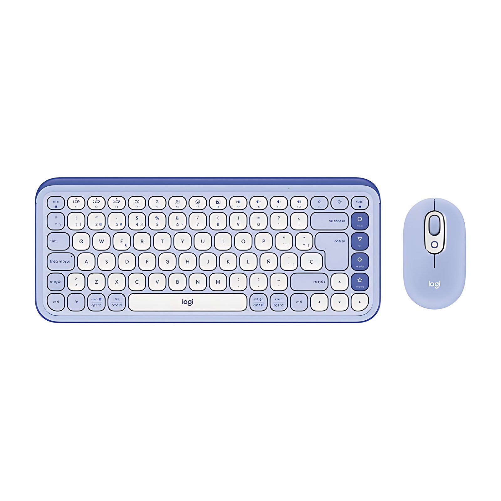Teclado Y Ratón Logitech Pop Icon Combo – Qwerty – Español – Inalámbrico Bluetooth Teclado – Keyboard/Keypad Color: Blanco, Lila – Inalámbrico Bluetooth Mouse – óptico – 4000 Dpi – 2 Botón – Rueda De Desplazamiento – Pointing Device Color: Blanco, Lila – Easy Switch, Interuptor Encendido/Apagado, Pausa Tecla(s) De Acceso Rápido – Aa, Aaa – Compatible Con Portátil, Tableta Para Pc, Mac