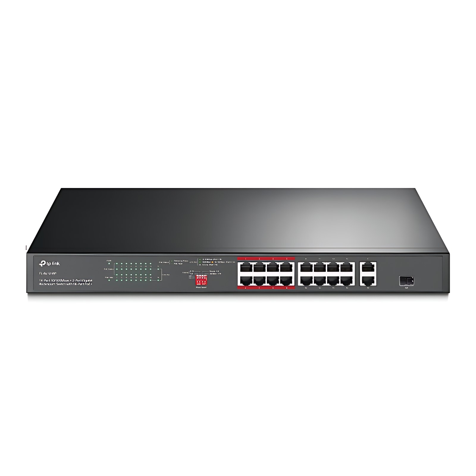 TP-Link switch para montaje en rack de 16 puertos PoE+ 10/100 Mbps + 2 puertos Gigabit