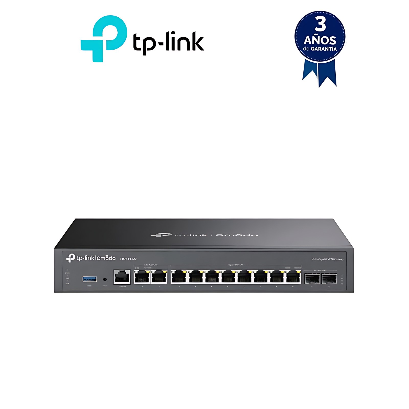 Omada ER7412-M2 Router - 10 Puertos - 10 WAN Port(s) - Puerto de gestión - 2 SFP (mini-GBIC) Ranuras - 1GB - 2.5 Gigabit Ethernet - IEEE 802.1Q, IEEE 802.3, IEEE 802.3u, IEEE 802.3ab, IEEE 802.3z, IEEE 802.3x - De Escritorio, Montable en bastidor