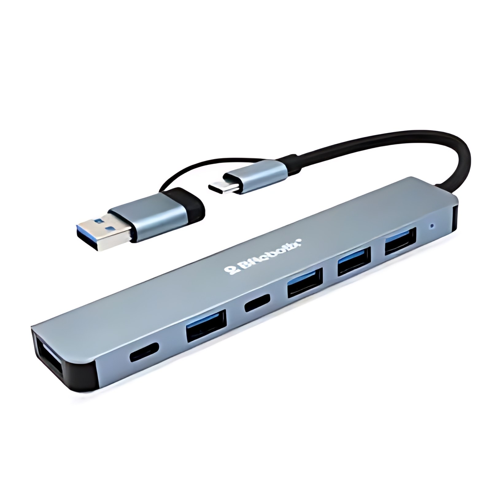 Docking 7 En 1 Usb V3.0 Conector Dual Tipo “c” Y Tipo “a”, Plug And Play, 5 Puertos Usb 3.0,  2 Puertos Usb Tipo C