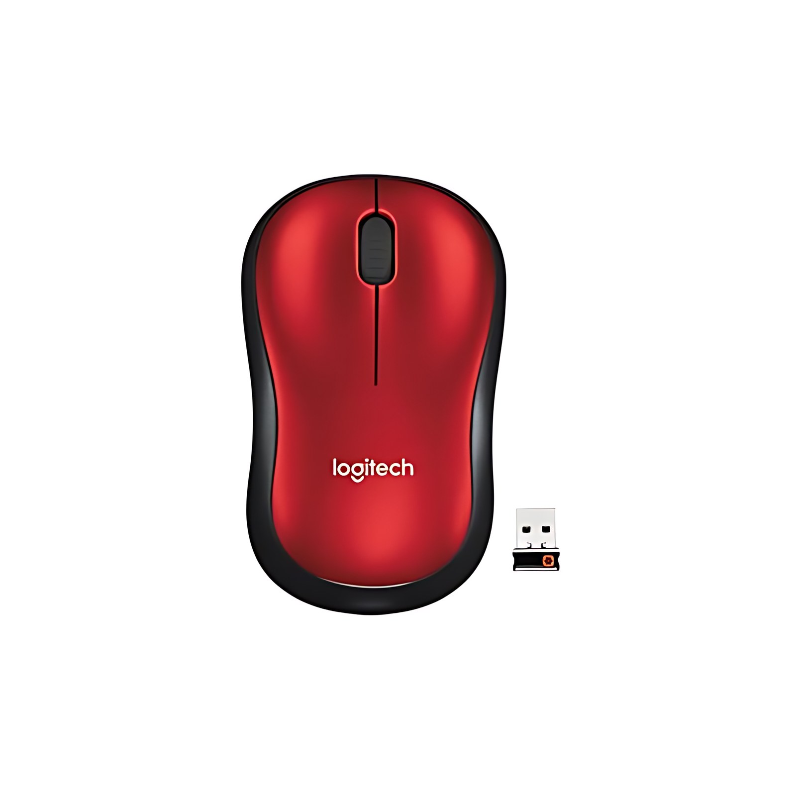 Mouse M185 Inalambrico Conexión Plug And Play Color Negro/Rojo