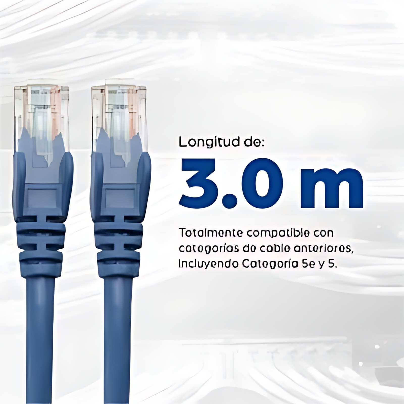 Intellinet CABLE PATCH CAT 6, 3.0M(10.0F) UTP AZUL - Cable for Conmutador, Módem, Router, Panel de conexión, Enchufe de pared, Dispositivo de red - 1Gbit/s - Cable de conexión - Oro Contacto chapado -