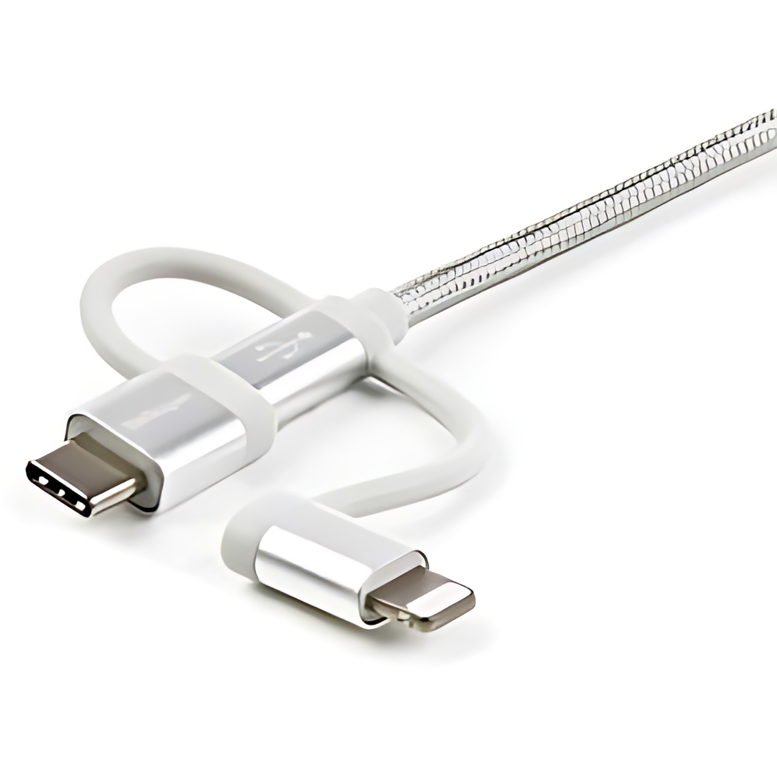 StarTech.com Cable Trenzado de 1m USB a Lightning USB-C y Micro USB - Cable Cargador para Teléfono Celular iPhone iPad Tablet - Cable for iPod, iPad, iPhone, Teléfono, Tableta - 480Mbit/s - MFI - Níqu