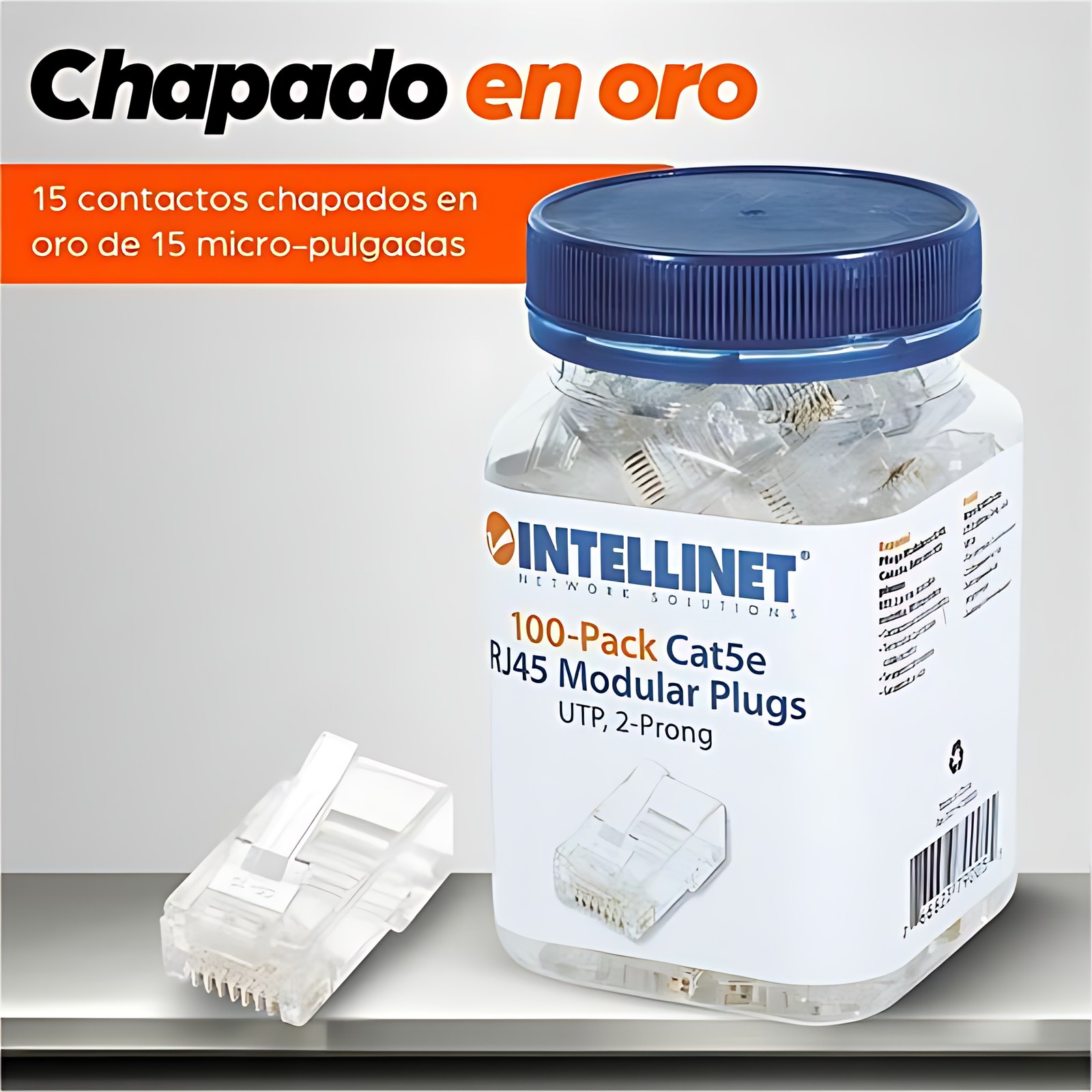 Intellinet PLUG RJ45 CAT 5e UTP MULTIFILAR 100 Pzas - Intellinet PLUG RJ45 CAT 5e UTP MULTIFILAR 100 Pzas