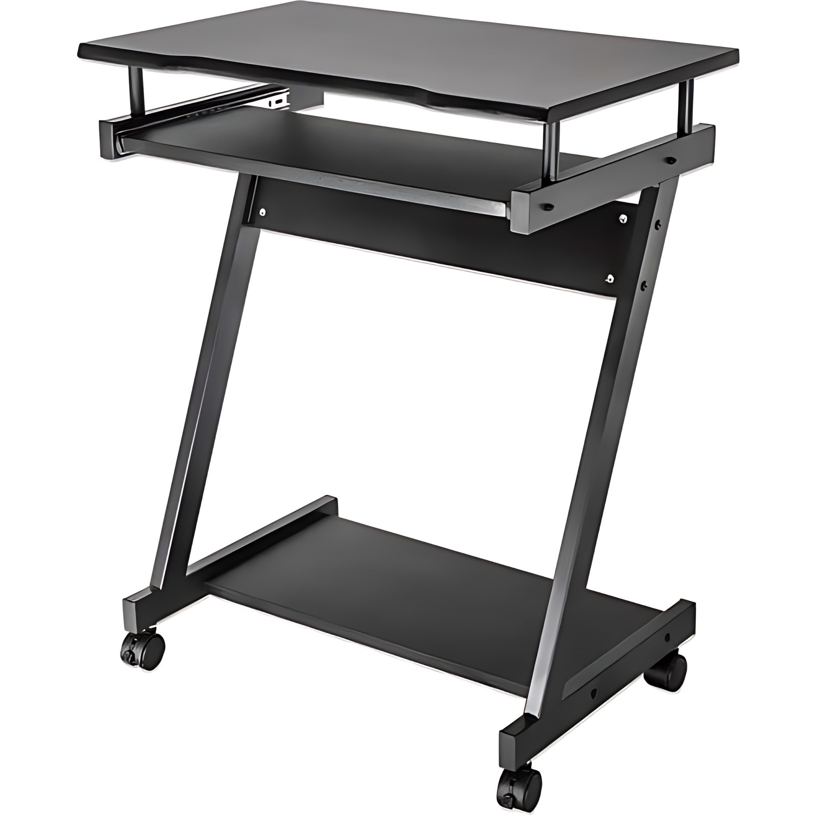 Escritorio Compacto Negro Con Ruedas Y Ban – Rectángulo Superior – 590mm Largo De Sobremesa X 370mm Ancho De Sobremesa X 15mm Espesor De La Superficie De La Mesa – 730mm Altura – Necesita Montaje – Recubierto De Pvc, Negro – Aglomerado, Tablero Aglomerado – Tablero Aglomerado Top Material