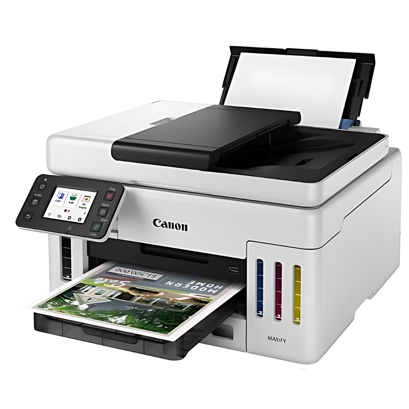 Impresora De Inyección De Tinta Multifunción Canon Maxify Gx6110 Con Cable E Inalámbrico – Color – Copiadora/Impresora/Escáner – 45 Ppm Mono/25 Ppm De Impresión En Color – 600 X 1200 Dpi Impresión – Dúplex Impresión Automático – Hasta 45000 Páginas Al Mes – Plano/Adf Escáner – 1200 X 1200 – Ethernet Ethernet – Lan Inalámbrica – Apple Airprint, Servicio De Impresión Mopria, Pixma Cloud Link, Wi-Fi Direct – Usb