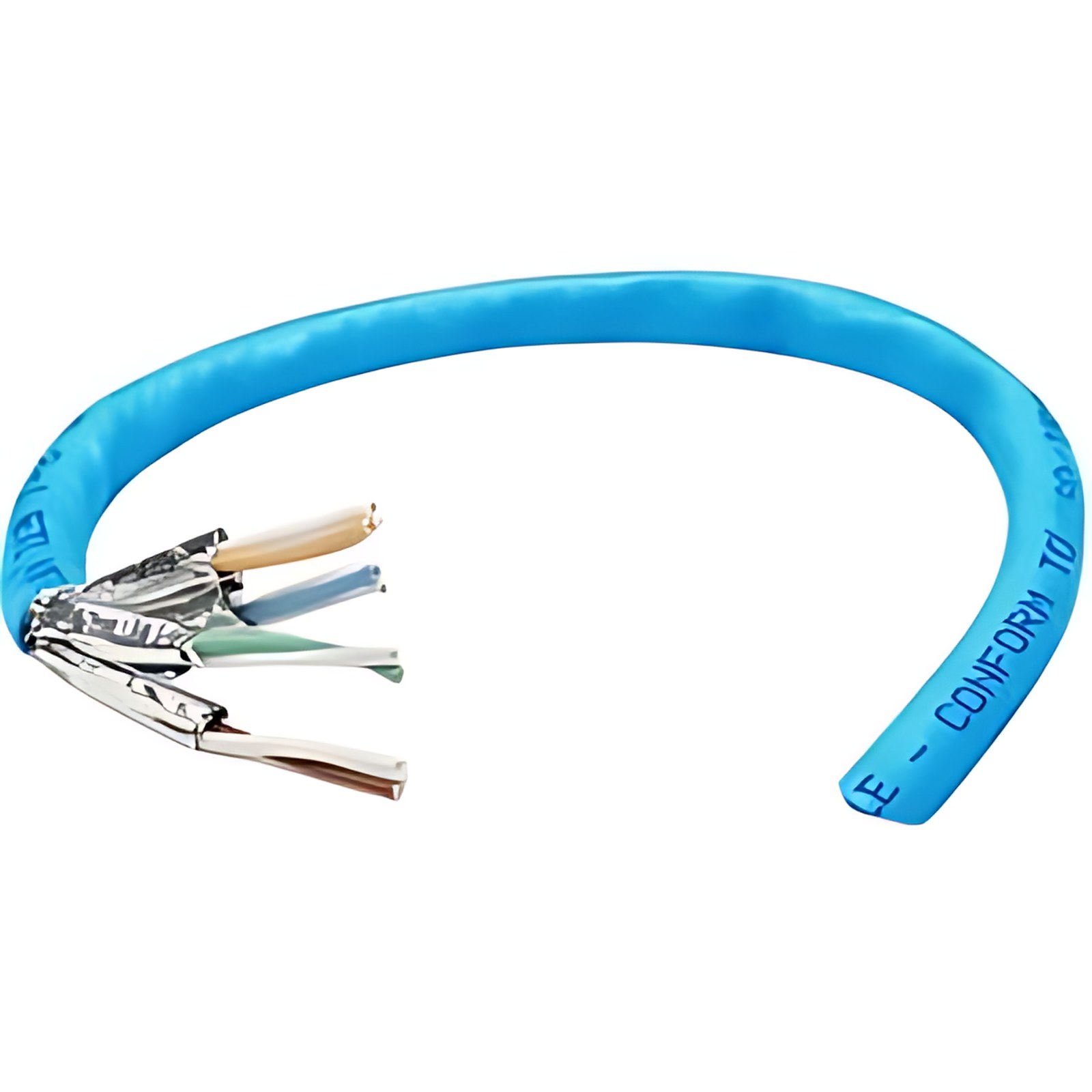 Bobina De Cable Utp Cat6e Cca Solida 305m 23 Awg Azul – Extremo Prinicpal: Cable Desnudo – Extremo Secundario: Bare Wire – 23 Awg – Azul