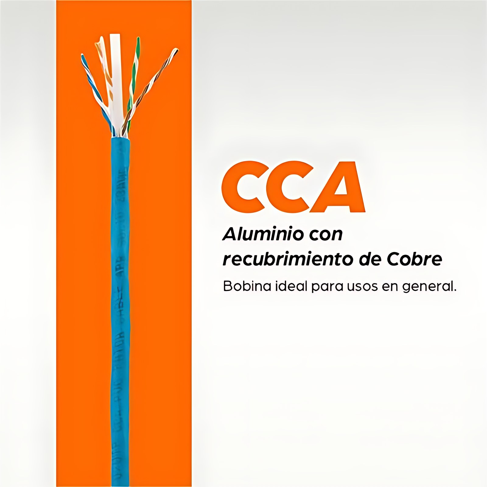 BOBINA DE CABLE UTP CAT6E CCA SOLIDA 305M 23 AWG AZUL - Extremo prinicpal: Cable desnudo - Extremo Secundario: Bare Wire - 23 AWG - Azul