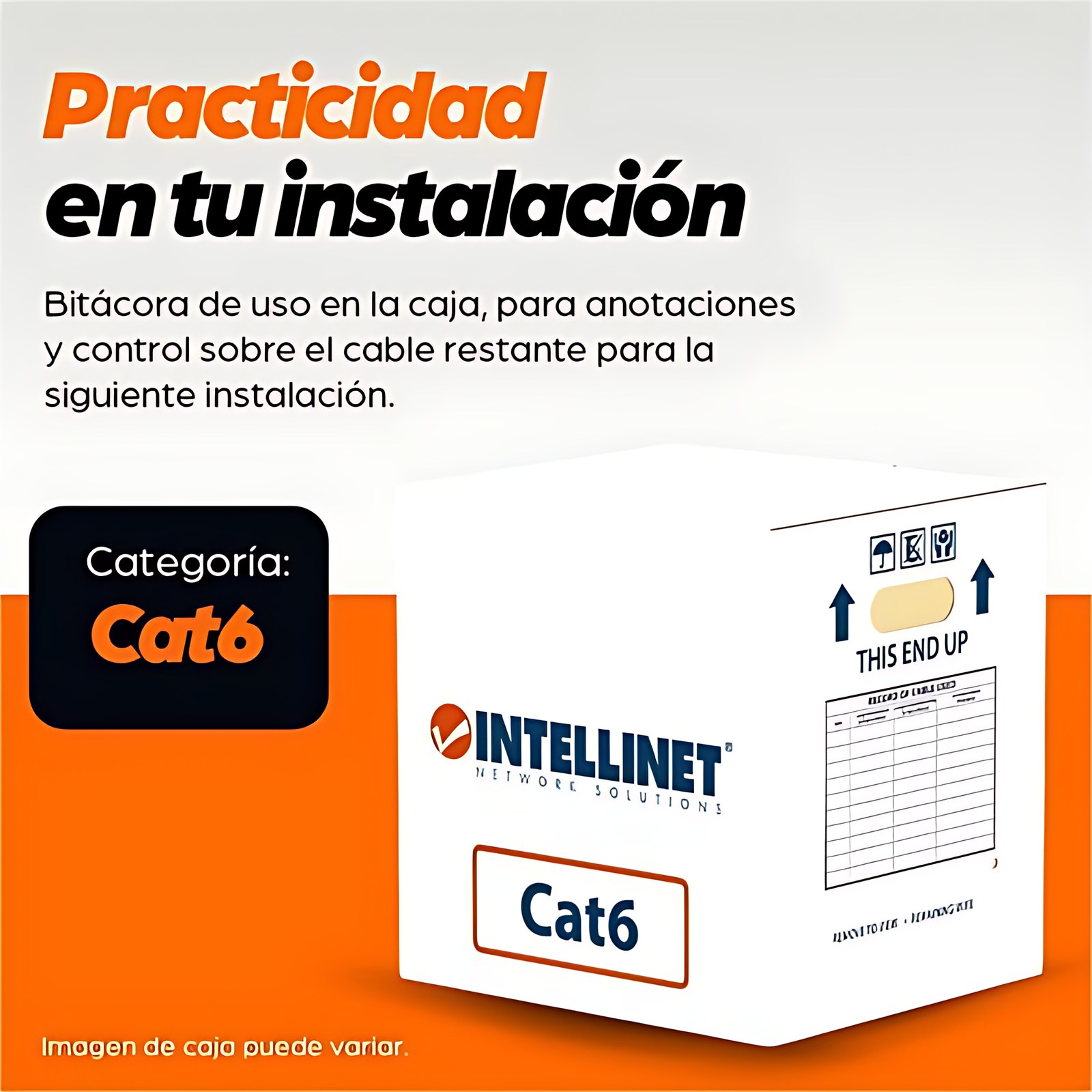 BOBINA DE CABLE UTP CAT6E CCA SOLIDA 305M 23 AWG AZUL - Extremo prinicpal: Cable desnudo - Extremo Secundario: Bare Wire - 23 AWG - Azul