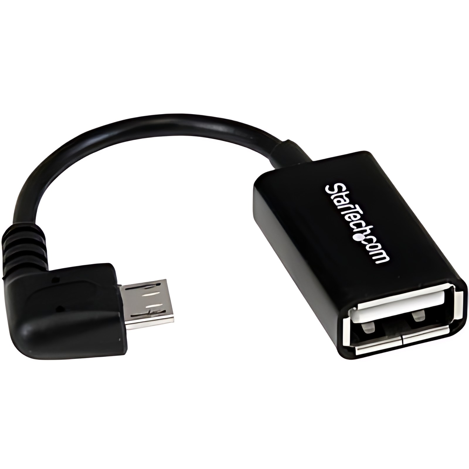 Startech.com Cable Adaptador Micro Usb A Usb Otg Acodado A La Derecha De 12cm – Macho A Hembra – Níquel Conector – Negro