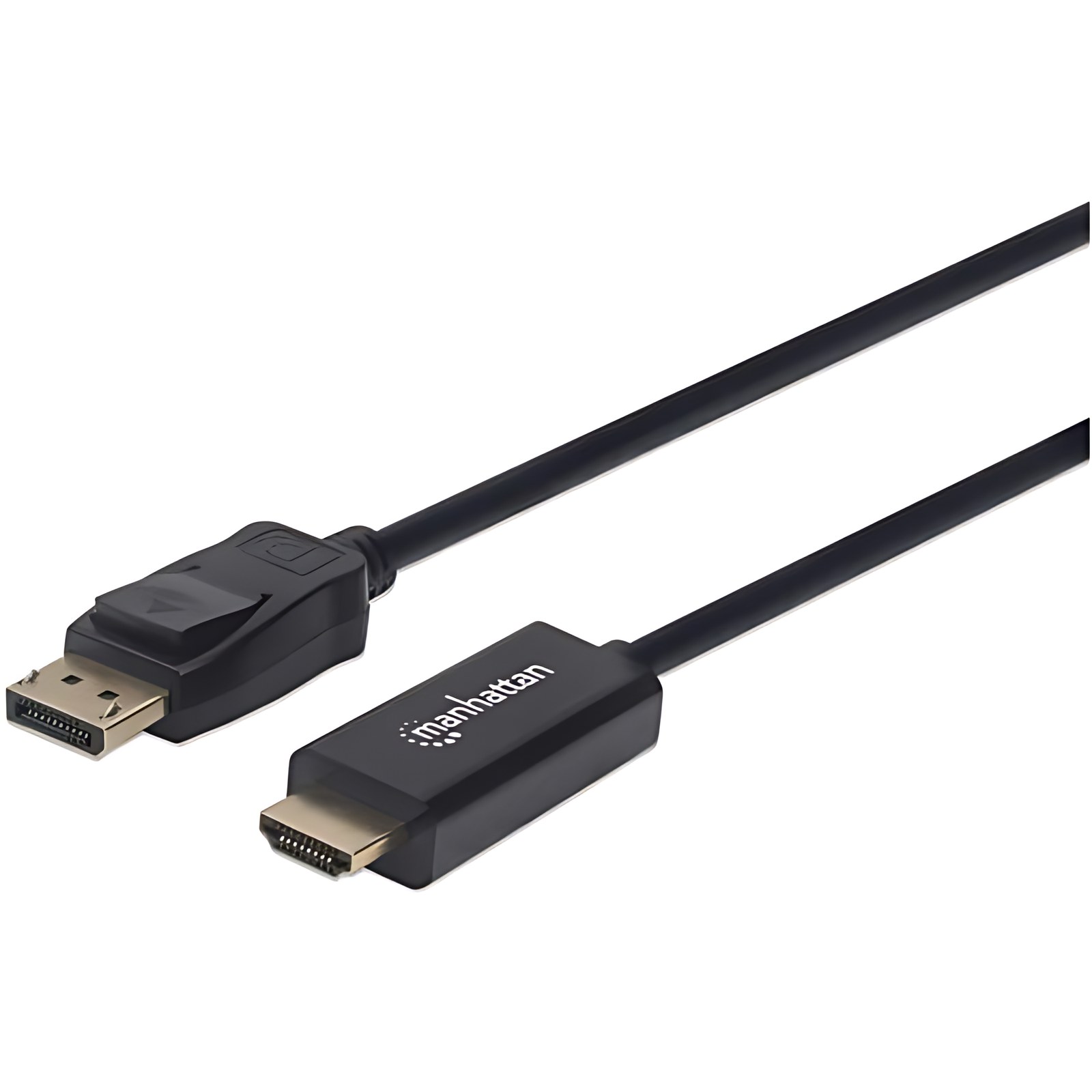 Manhattan Cable DisplayPort - HDMI M-M 1080p 1.8m - Cable for Proyector, Monitor, Computadora de escritorio, Dispositivo de audio/vídeo, HDTV - Admite hasta1920 x 1080 - Oro Contacto chapado - Negro