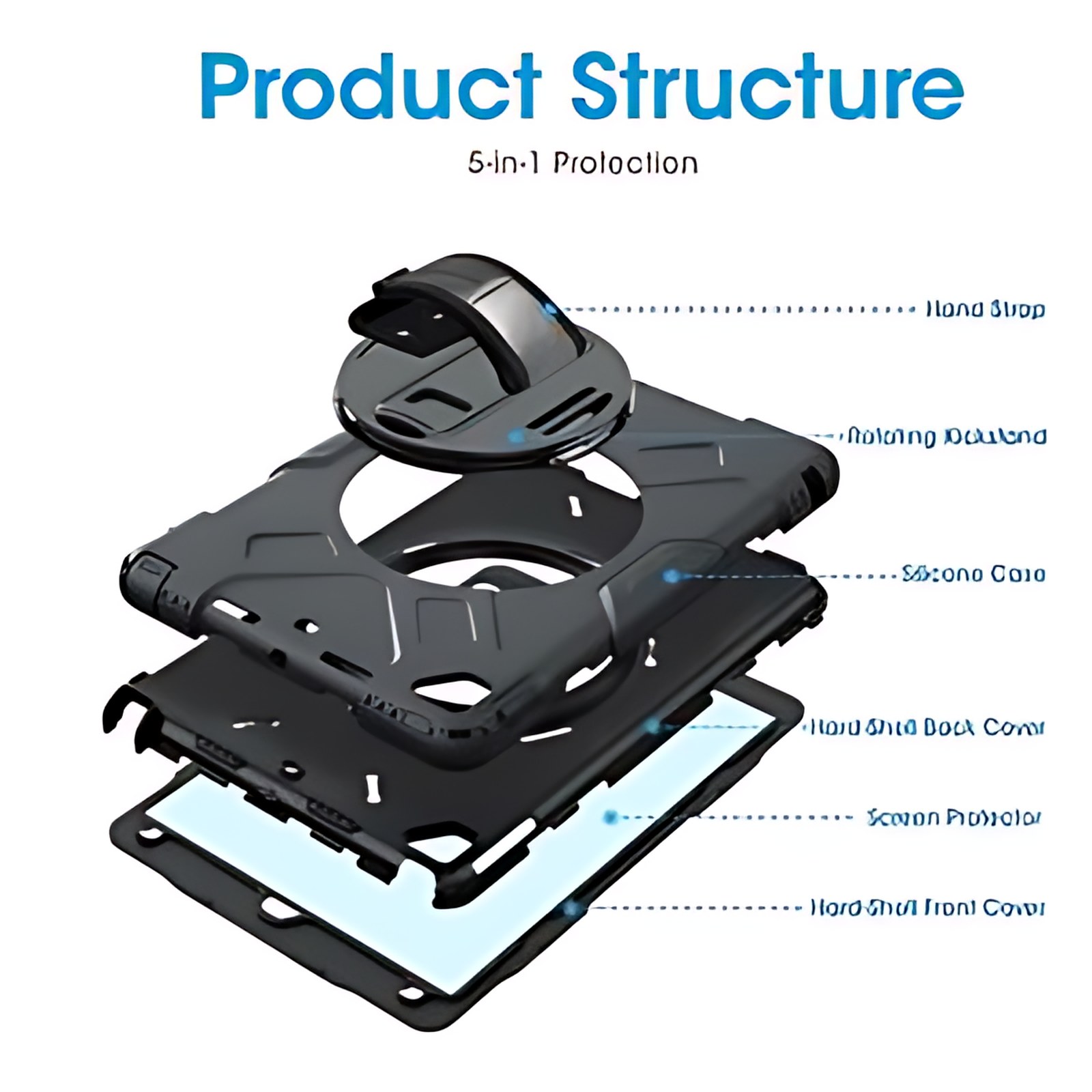 Funda Rígida Con Soporte Para Ipad® De 10.2″ (8ª Y 9ª Gen) – Amortiguador, Resistente A Golpes, Resistente A Caídas, Resistente A Impactos, Protector De Pantalla Resistente A Los Arañazos – Policarbonato, Silicona, Poliuretano Body – Correa De Mano, Correa De Hombro – 26.4mm Altura X 195.3mm Ancho X 273.1mm Profundidad – Al Por Menor