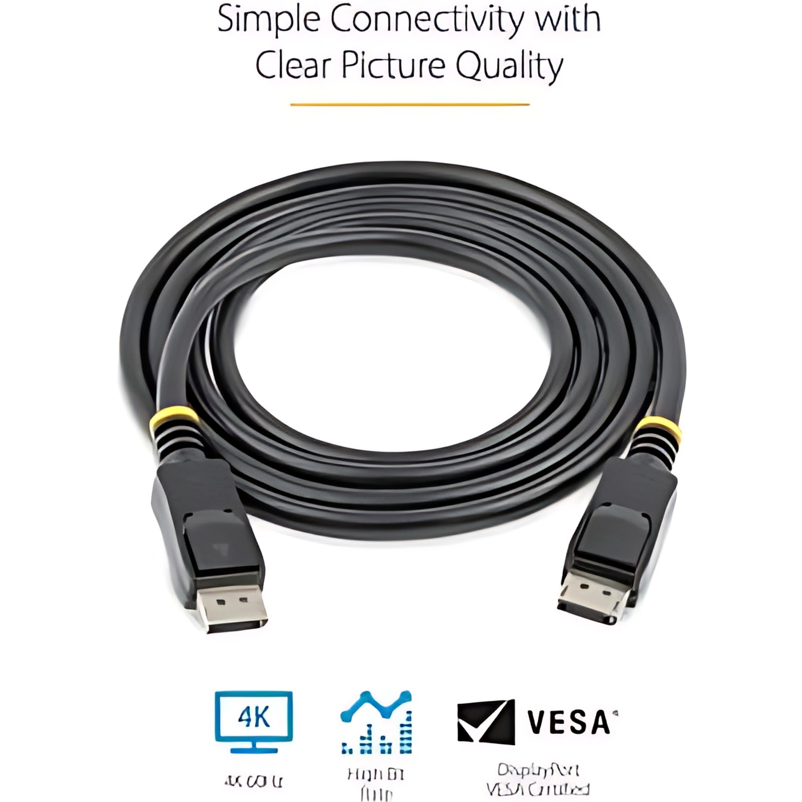 Cable de 1m DisplayPort 1.2 - Cable DisplayPort 4K x 2K Ultra HD Certificado por VESA - Cable DP a DP para Monitor - con Conectores DP con Pestillo