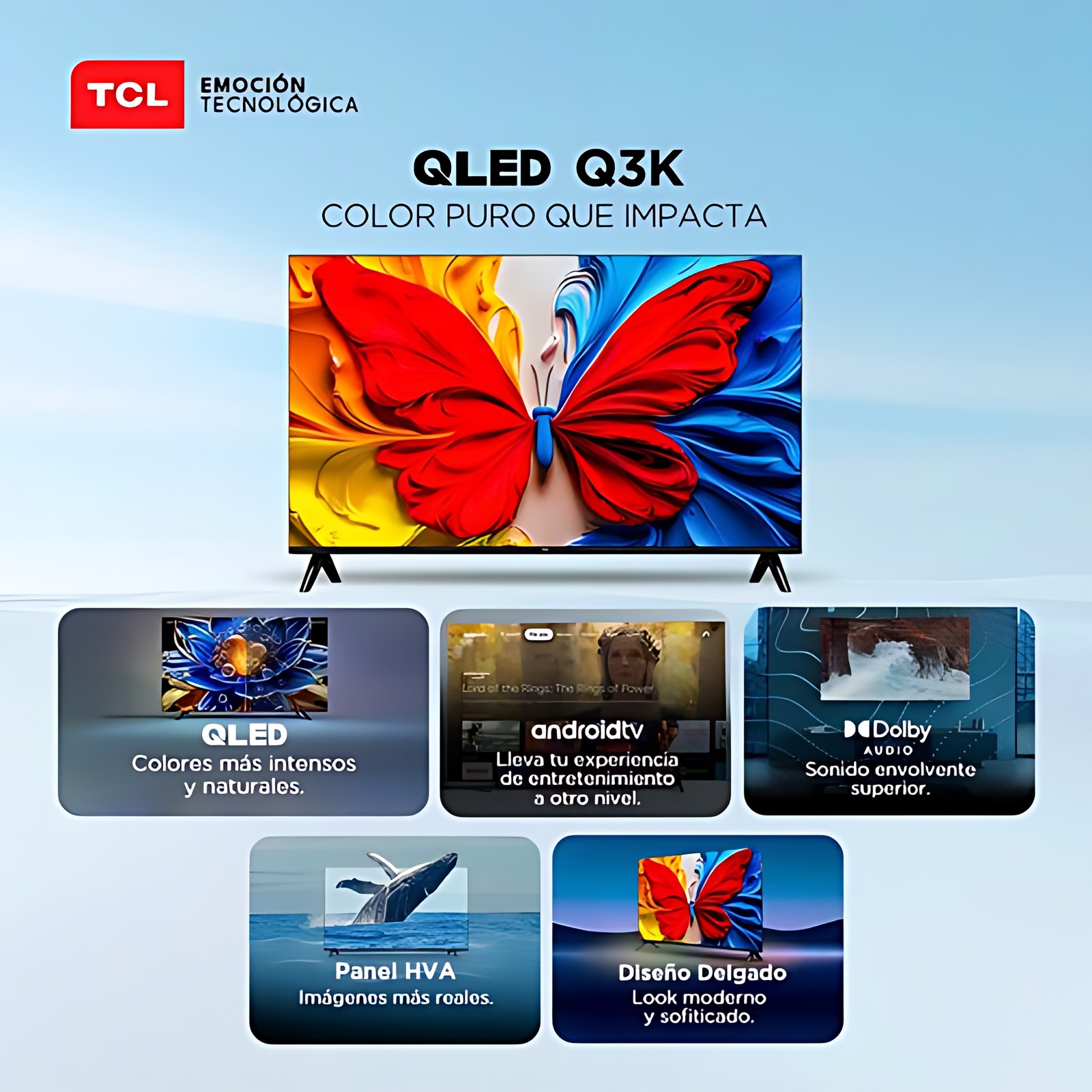 PANTALLA TCL 40 INC QLED FLAT FHD GOOGLE TV DOLBY AUDIO 2X8W