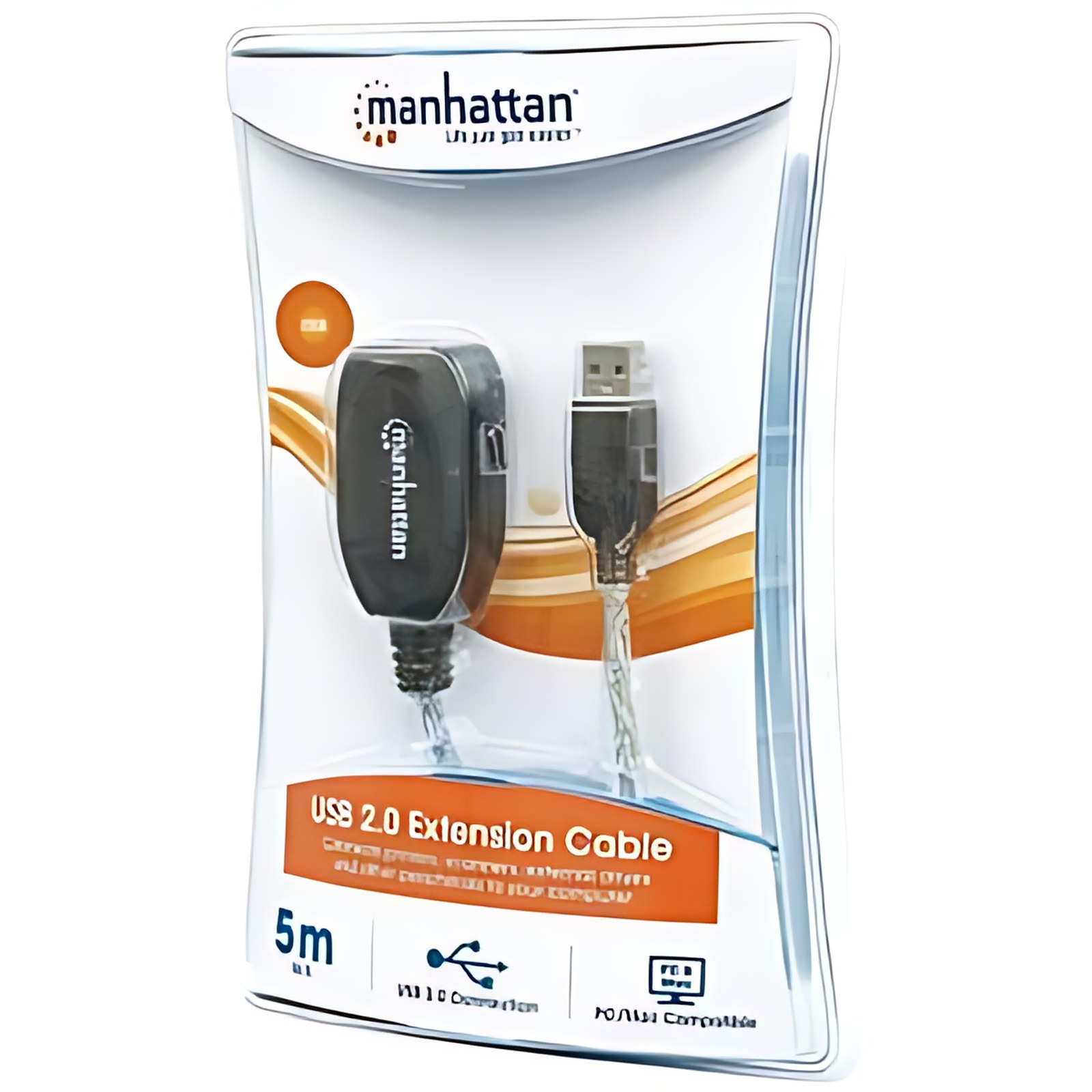 Manhattan Cable Usb V2.0 Ext. Activa 4.9m – Cable For Computadora De Escritorio – Extremo Prinicpal: 1 X Usb 2.0 Tipo A – Macho – 480mbit/S – Cable De Extensión – Plata