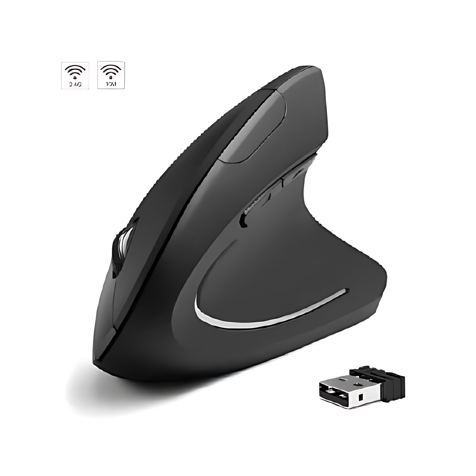 Brobotix Mouse Ergonómico, Inalámbrico, Recargable – 1600 Dpis, Color Negro, Plug And Play – Mouse Usb  – Ratón, Rgb, Pc Escritorio Laptop Notebook, Laptop, Notebook, Computadora – Compatible Con Windows , Hp , Lenovo, Dell , Asus, Mouse Ergonómico, Mouse Vertical, Mouse Vertical Inalámbrico, Mouse Vertical Ergonómico, Mouse Vertical Bluetooth, Mouse Vertical Para Laptop