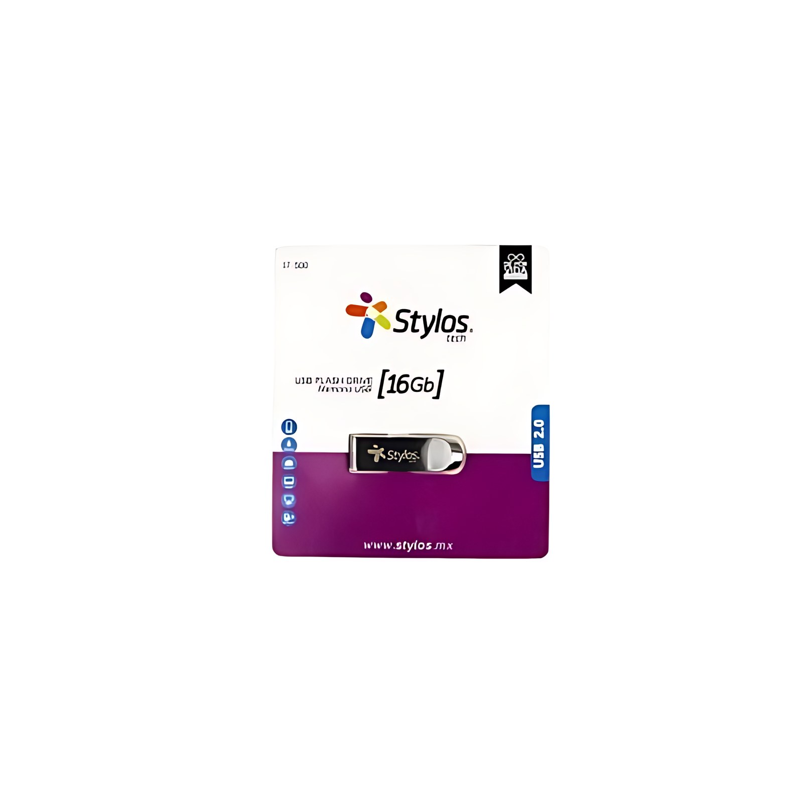 Unidad flash Stylos - 16GB - USB 2.0 - Negro - 1Año(s) Garantía