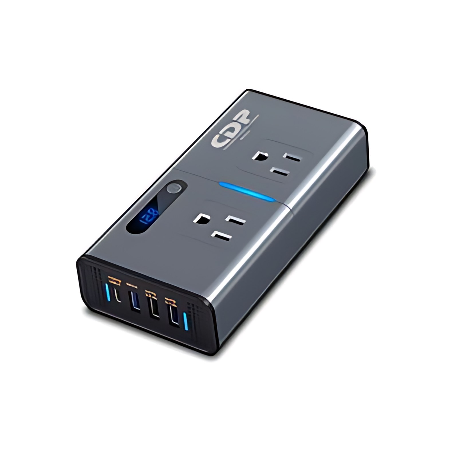 Cdp Xvu212 Inversor Automotriz 2oow, 2 Salidas Nema 5-15r I2ovac. 1 Type C Pd Output (5vdc @-12vdc), 1 Qc3.0 (5vdc-12vdc), 2 Usb 3.4a