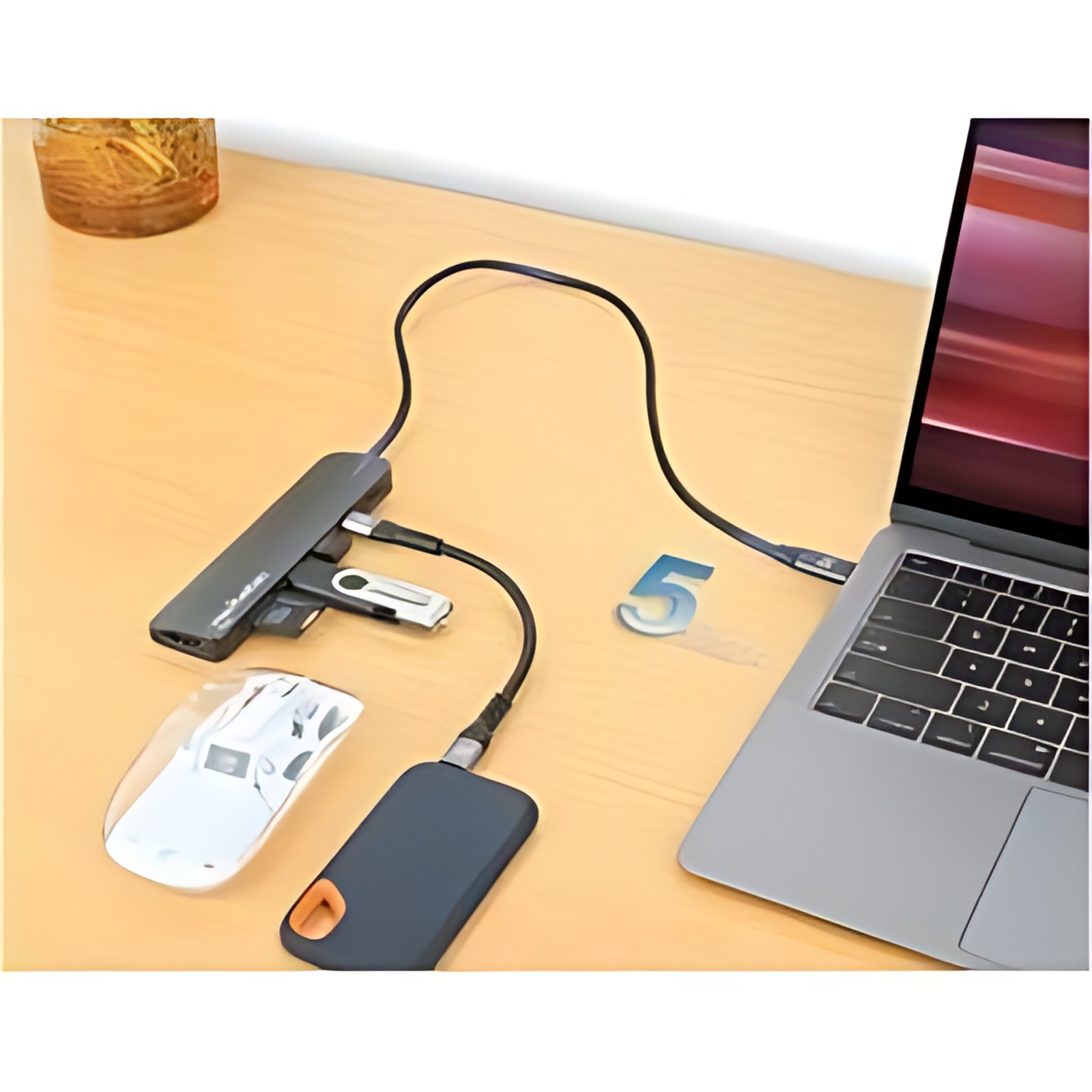 Docking Station USB-C 7 en 1 con HDMI 4K, USB 3.2 Gen 1 Tipo-C Macho a HDMI (4K@60Hz), dos puertos USB-A (5 Gbps), USB-C Power Delivery (100 W), USB-C Data (5 Gbps) y lector de tarjetas SD/microSD, al