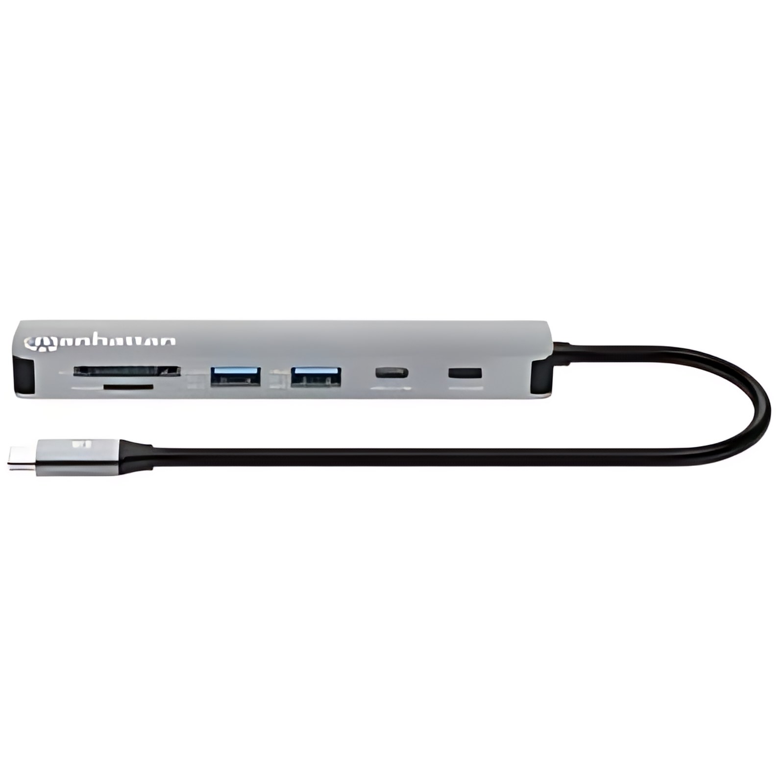 Docking Station USB-C 7 en 1 con HDMI 4K, USB 3.2 Gen 1 Tipo-C Macho a HDMI (4K@60Hz), dos puertos USB-A (5 Gbps), USB-C Power Delivery (100 W), USB-C Data (5 Gbps) y lector de tarjetas SD/microSD, al
