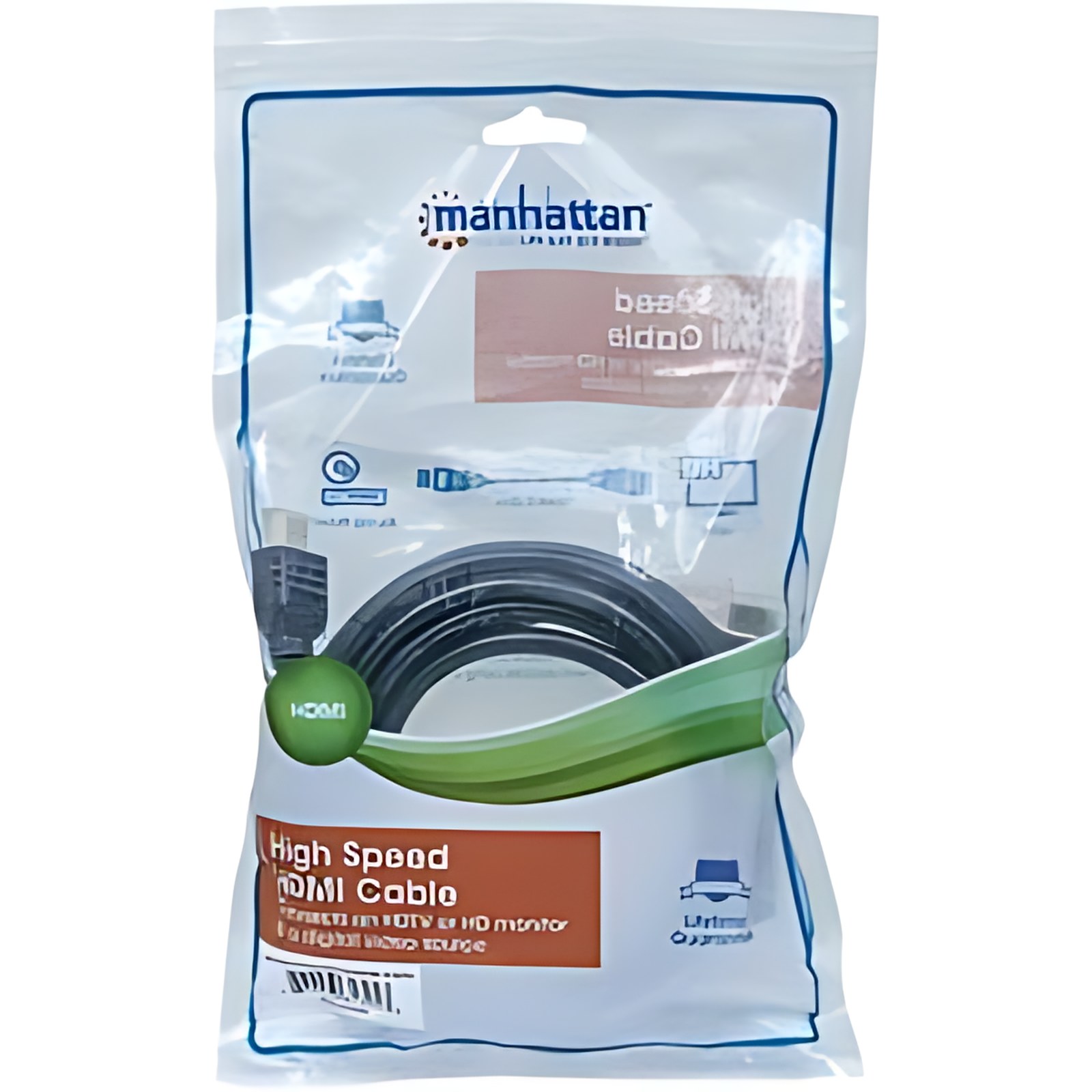 Manhattan Cable HDMI 2.0 intramuro M-M 5.0M - Cable for Reproductor Blu-ray, Consola de juegos, Receptor estéreo, PC, Dispositivo de audio/vídeo - 18Gbit/s - Admite hasta3840 x 2160 - Apantallado - Or