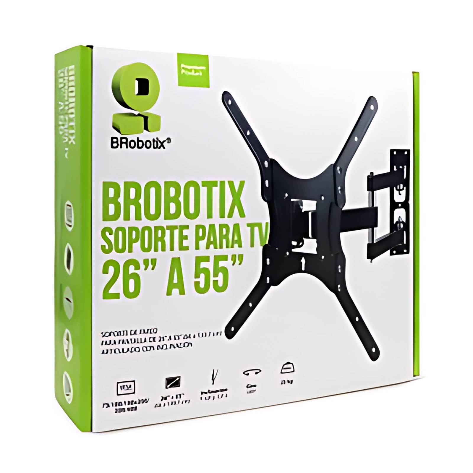 BRobotix SOPORTE DE PARED PARA TV DE 26" A 55", ARTICULADO CON INCLINACIÓN, SOPORTA HASTA 35 KG - VESA 75X75, 100X100, 150X150, 200X200, 300X300, 400X400. Smart TV, Soporte para TV , Soporte para Pare
