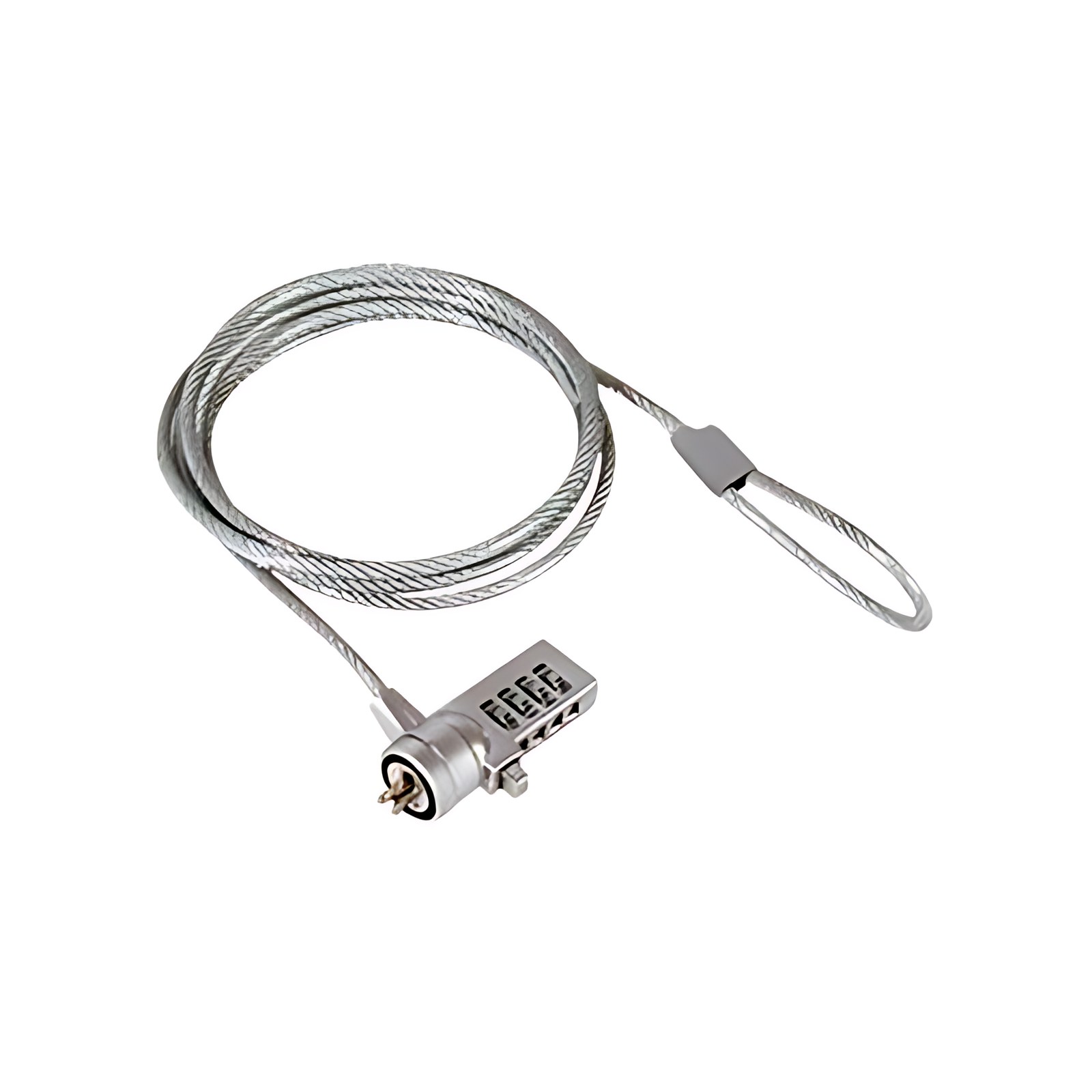 Brobotix Candado De Seguridad Para Laptop, Portatil Tipo K-Slot (tipo T-Bar®) De Combinacion, De 1.8 Metros, Cable De Acero De 4mm De Diámetro Resistente, Color Plata