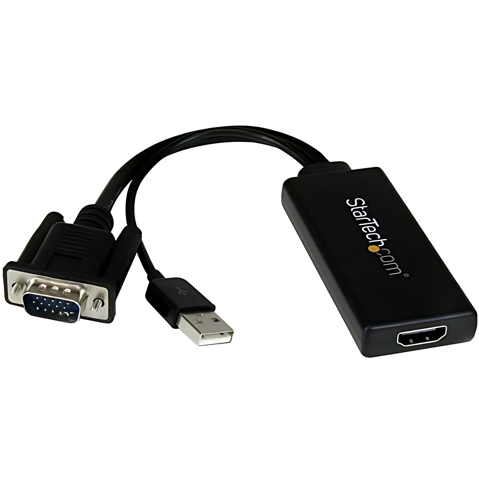 StarTech.com Adaptador VGA a HDMI con audio y alimentación USB - Convertidor VGA a HDMI portátil - 1080 p - 1 x 15-pines HD-15 - Macho - Negro