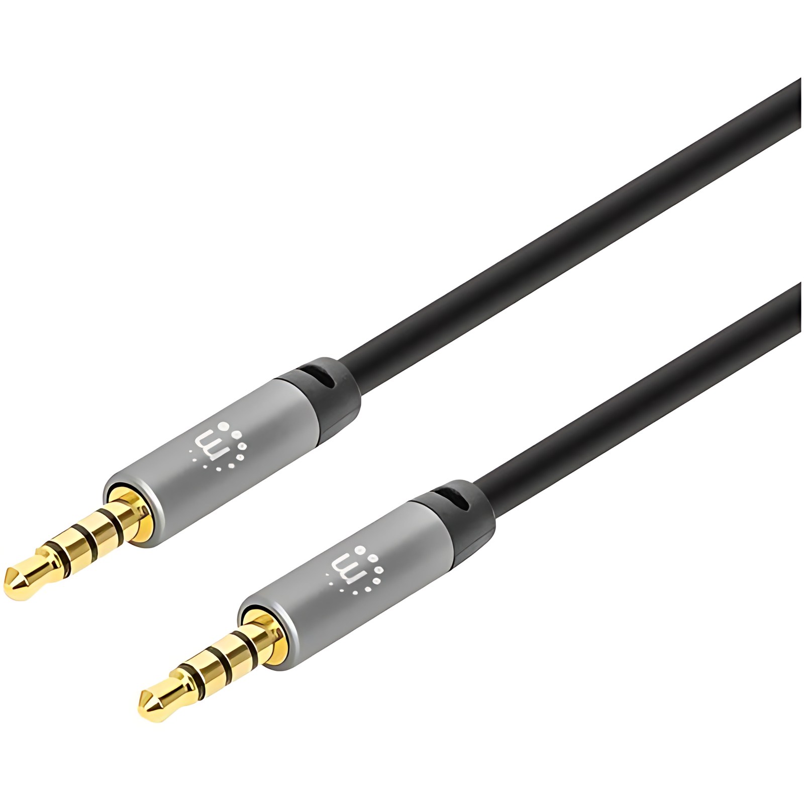 Cable Audio Estereo 5.0mm M-M 5.0m Negro/A – Cable For Dispositivo De Audio, Auricular, Altavoz, Smartphone, Portátil, Tableta, Ipod, Reproductor Mp3, Teléfono, Amplificador, Altavoz Portátil – Oro Conector Chapado – Oro Contacto Chapado – 28 Awg – Negro/Plata