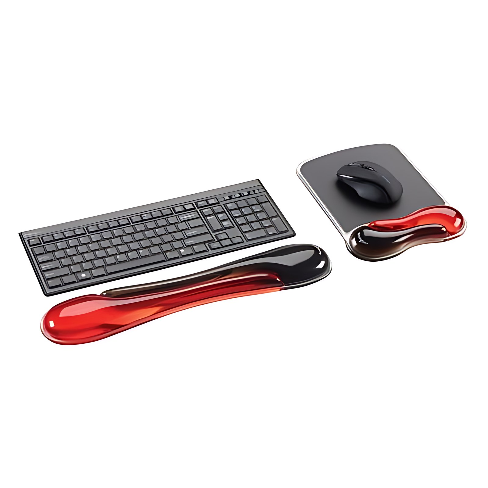 Kensington Kit de reposamuñecas Duo Gel para teclado y mouse rojo con negro