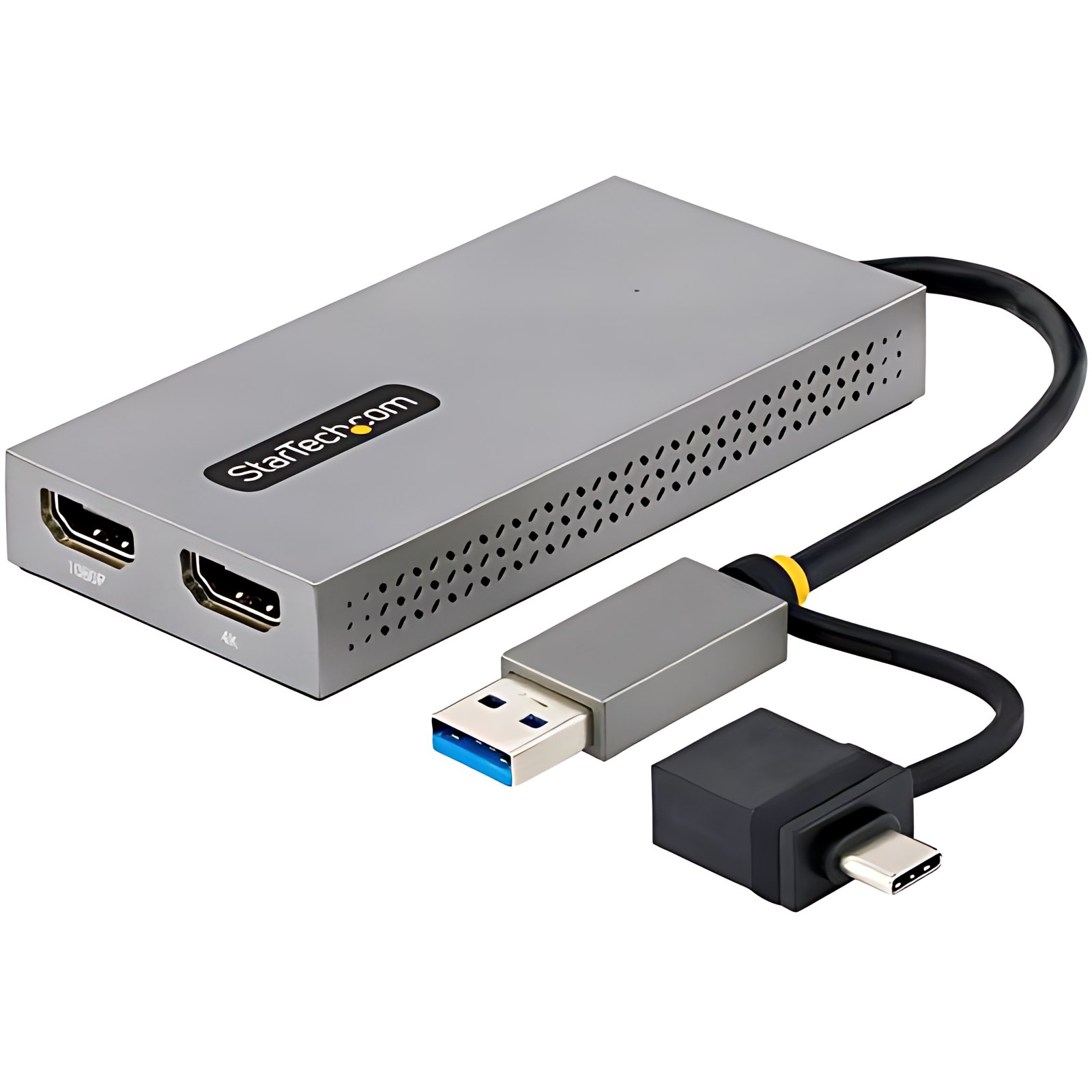 Startech.com Adaptador De Usb 3.0 A Hdmi Doble, Usb A/C A 2 Pantallas Hdmi (1x 4k30hz, 1x 1080p), Dongle Usb-A A C, Cable De 11cm, Win/Mac – 3840 X 2160 Supported – Gris