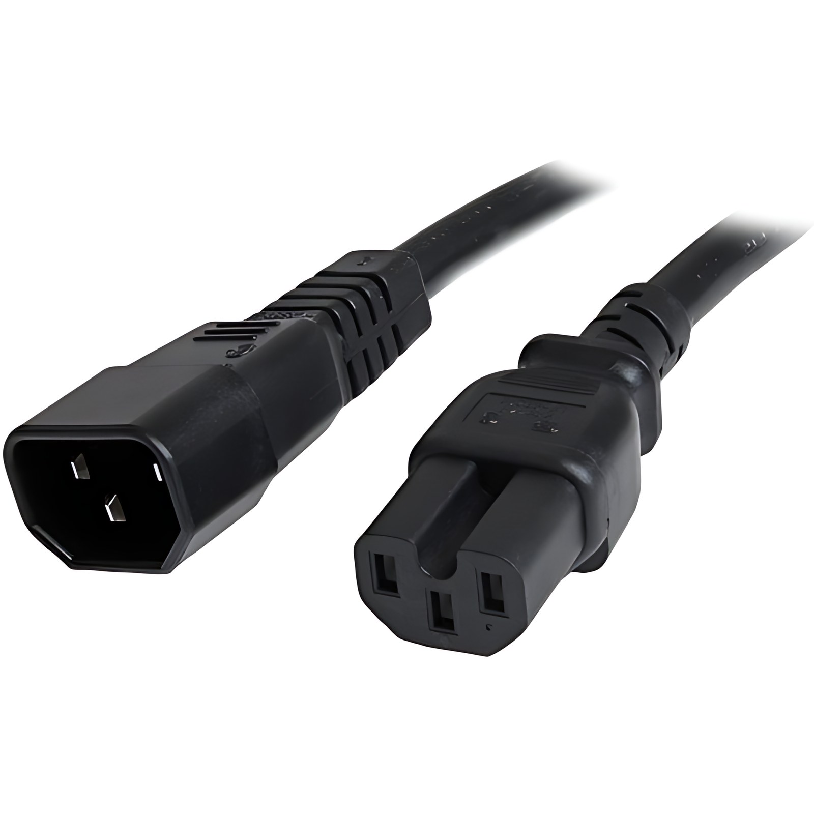 StarTech.com Cable de 1m (3 pies) de Extensión de Servicio Pesado, Cable Alargador de Alimentación IEC 320 C14 a IEC 320 C15, 15A 250V - Para Unidad de distribución eléctrica, Computadora de escritori