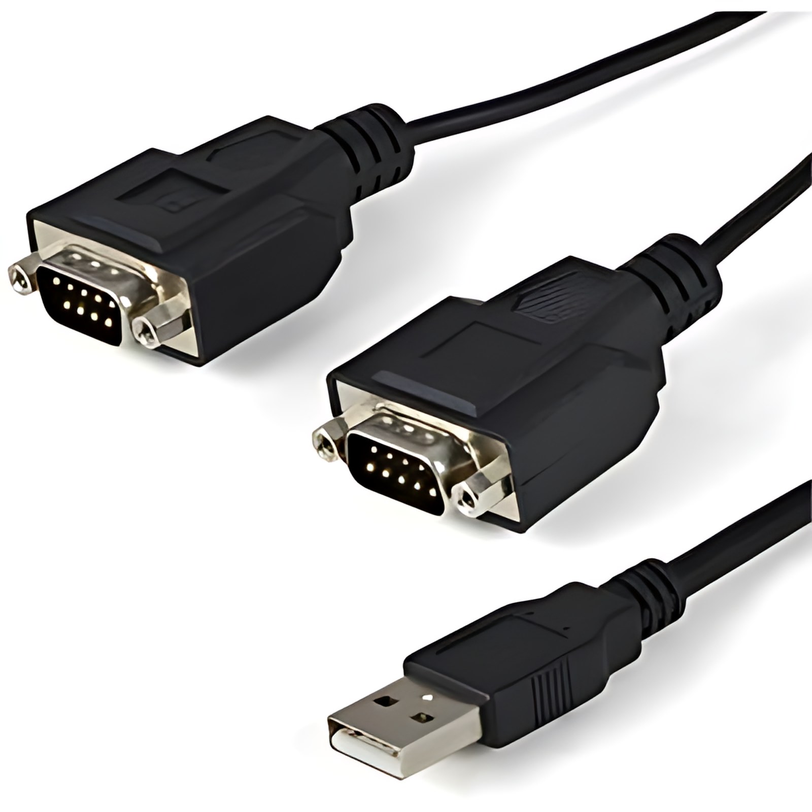 StarTech.com Cable 1.8m USB a 2 Puertos Serial RS232 DB9 Retención del Puerto de Asignación COM - Negro