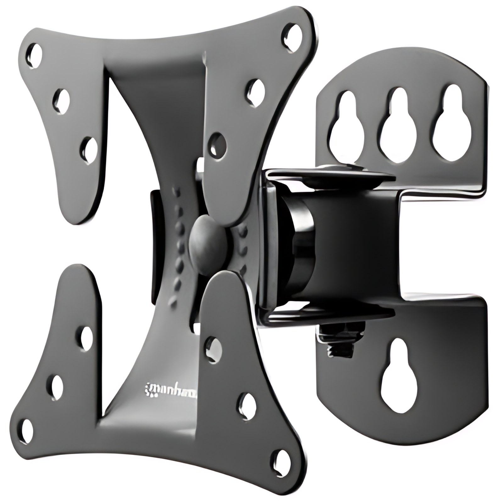 Manhattan Soporte De Montaje Para Monitor, Pantalla Lcd, Tv, Soporte De Sobremesa – Negro – Soporte De Pared Con Pivote Para Pantalla De 13″ A 32″. Sujeta Una Pantalla O Monitor De 13″ A 32″ De Hasta 30 Kg (66 Lbs.), +/- 20° De Inclinación, +/-30° De Giro, Soporte De Un Solo Perno (pivote), Negro