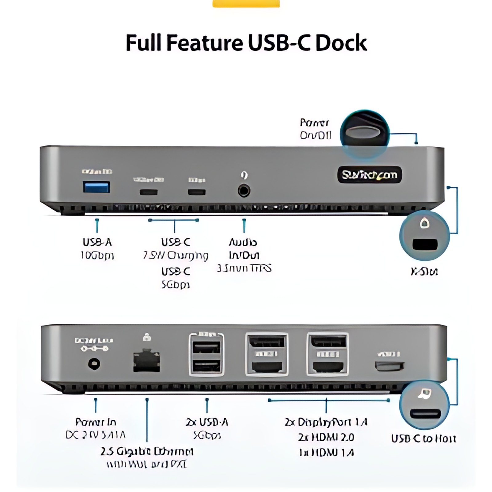 Startech.com Docking Station Usb-C Para 3 Monitores – 2x Hdmi Y/O Displayport Y 1x Hdmi – Hub Usb 3.2 Gen 2 De 5 Puertos – Gbe – Pd 100w – 3 Pantallas Compatibles – 4k, 2k – 3840 X 2160, 4096 X 2160 – 5 X Puertos Usb – Usb Tipo-A – 3 X Usb Type-C Ports – Usb Tipo-C – 1 X Rj-45 Ports – Red (rj-45) – 3 X Puertos Hdmi – Hdmi – 2 X Displayports – Displayport – Thunderbolt – Cableado – Gigabit Ethernet – Windows, Chromeos, Linux, Macos, Android, Ipados