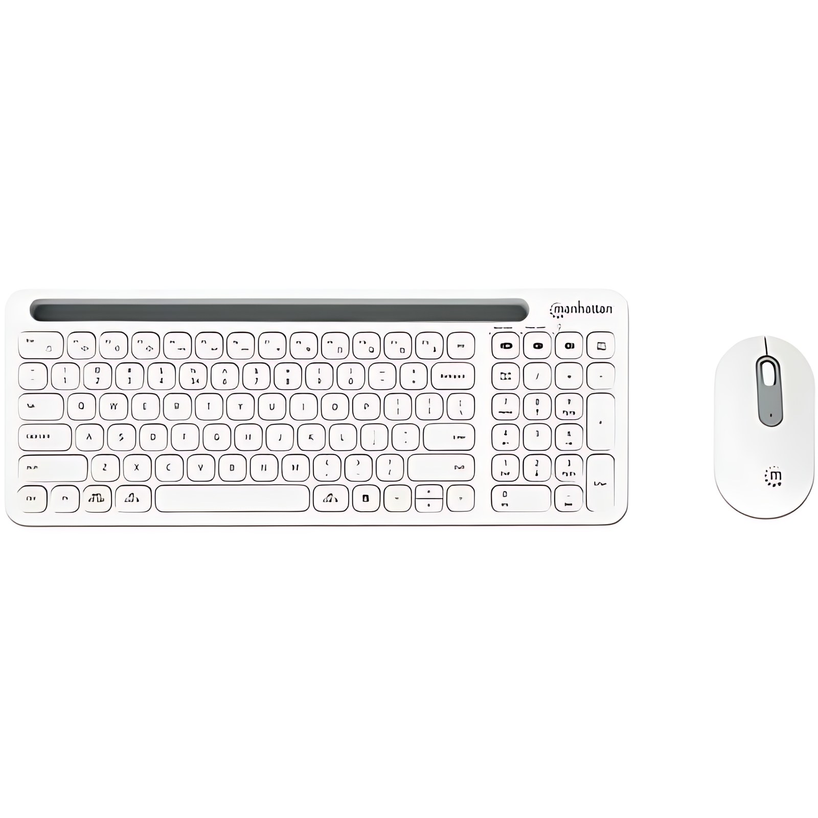 Teclado Y Ratón Manhattan – Usb Tipo A Tijeras Inalámbrico Bluetooth/Rf 5.0 2.40ghz Teclado – 99 Tecla – Keyboard/Keypad Color: Blanco – Usb Tipo A Inalámbrico Bluetooth/Rf Mouse – óptico – 1200 Dpi – 3 Botón – Rueda De Desplazamiento – Pointing Device Color: Blanco – Simétrico – Aaa, Aa – Compatible Con Tablet Pc, Smartphone, Portátil, Chromebook, Computadora De Escritorio, Ipad Para Pc