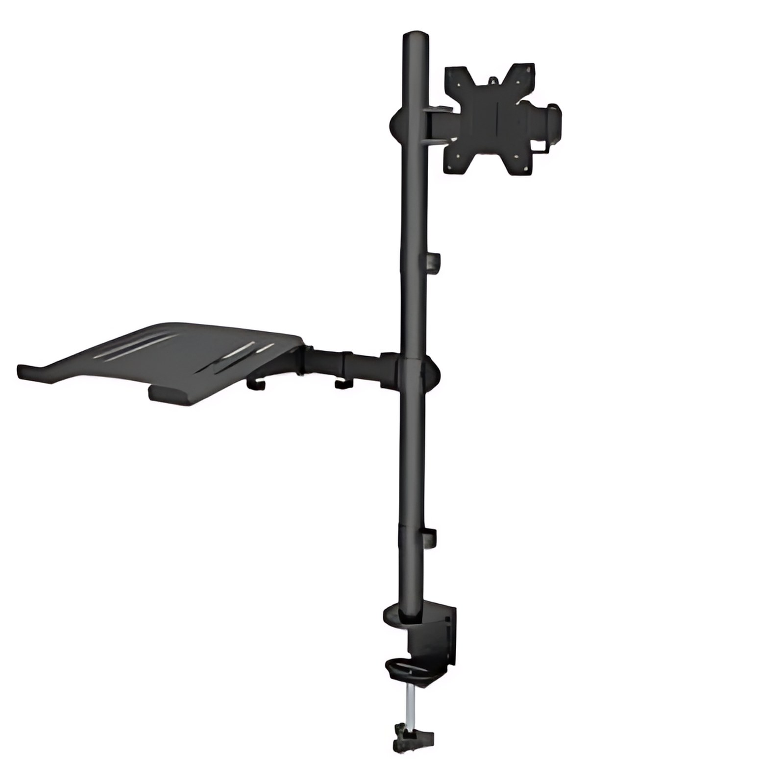 Soporte De Escritorio Para Laptop Y Monitor De 13″ A 32″ Altura Ajustable Negro – Altura Ajustable – 2 Pantalla(s) Admitidas – 25.4cm A 81.3cm (32″) Para Pantalla Plana – 16kg Capacidad De Carga – 75 X 75, 100 X 100 – Compatible Con Montura Vesa