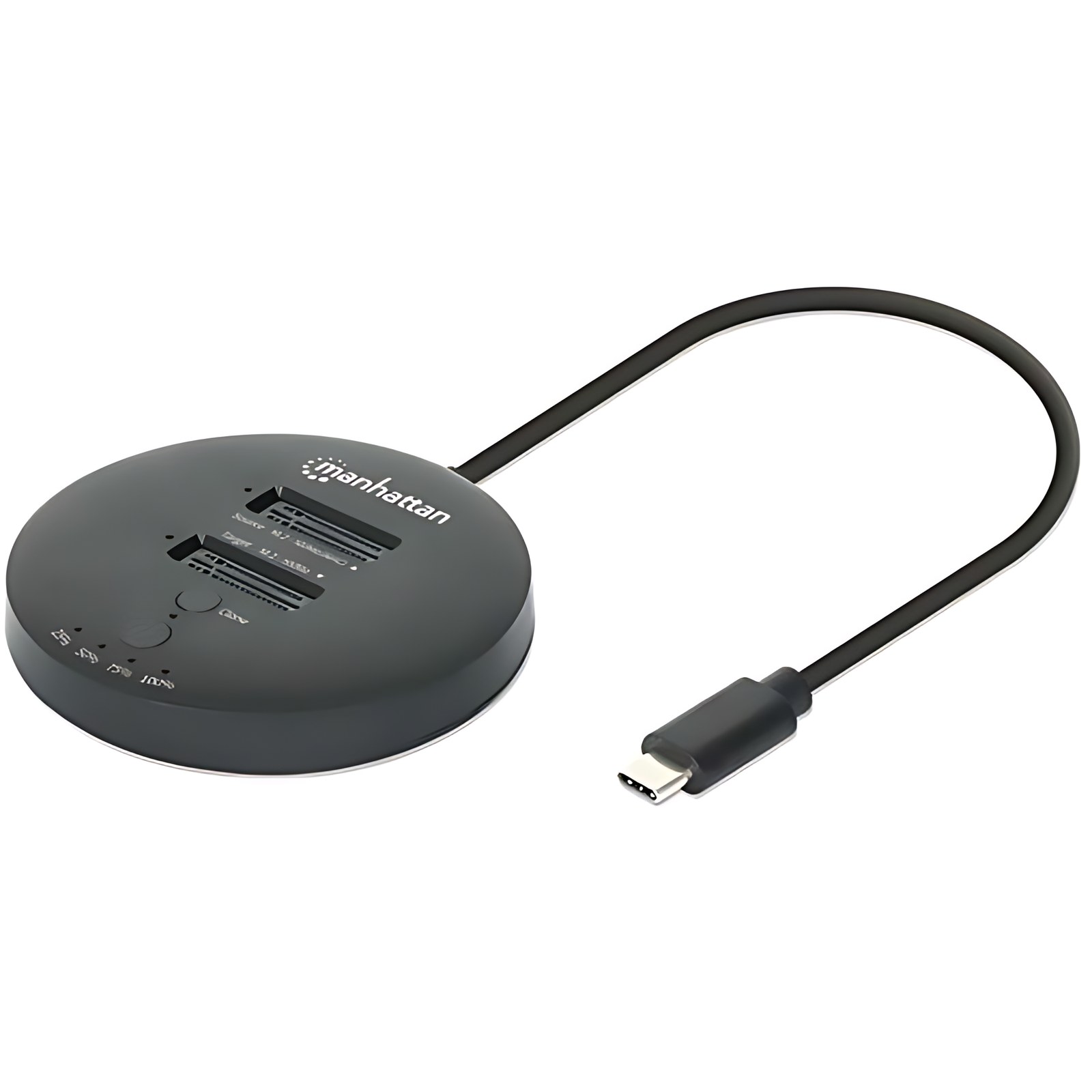 Manhattan – Compacto – Estación De Acoplamiento Y Clonación De Ssd M.2 Nvme. Base Para Duplicar O Acceder A Unidades M.2, Con Cable Integrado Usb-C Superspeed+ A 10 Gbps (usb 3.2 Gen 2), Para Unidades Ssd 2230/2242/2260/2280/22110 Con Llave M O Llave B+m, Negro