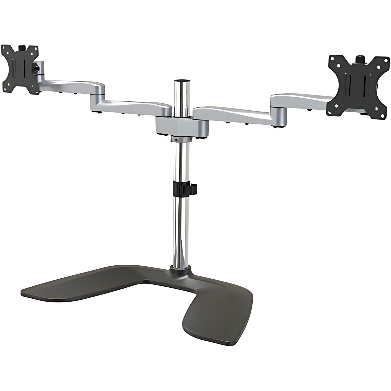 Startech.com Soporte Vesa De Escritorio Para Dos Monitores – Soporte Ergonómico Para Pantallas Hasta 32″ Con Montaje Vesa – Plata – Hasta 81.3cm (32″) Para Pantalla Plana – 16kg Capacidad De Carga – 55.1cm Altura X 11.7cm Ancho – De Escritorio, Independiente – Acero, Aluminio, Plástico – Negro, Plata