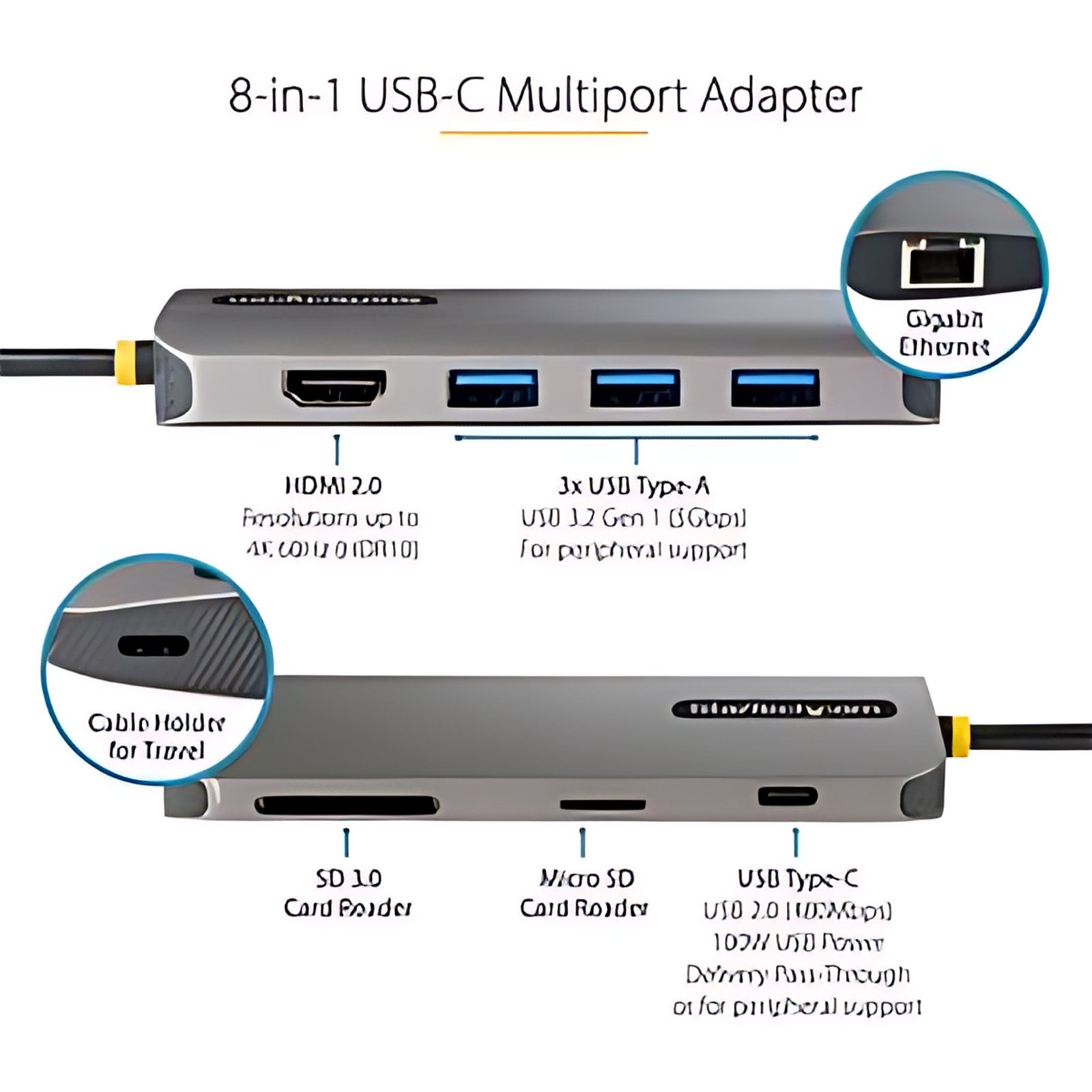 Startech.com Adaptador Multipuertos Usb C De Video 4k A 60hz, Con Hub De 3 Puertos Usb-A De 5gbps, Pd De 100w, Red Ethernet, Sd/Microsd – 1 Pantallas Compatibles – 4k – 4096 X 2160 – 3 X Usb Type-A Ports – Usb Tipo-A – Usb Tipo-C – 1 X Rj-45 Ports – Red (rj-45) – 1 X Puertos Hdmi – Hdmi – Cableado – Gigabit Ethernet – Macos 14, Windows 7, Windows 8, Windows 8.1, Windows 10, Windows 11, Mac Os X 10.11 El Capitan, Mac Os X 10.15 Catalina, Mac Os X 11.0 Big Sur, Mac Os X 12.0 Monterey, Mac Os