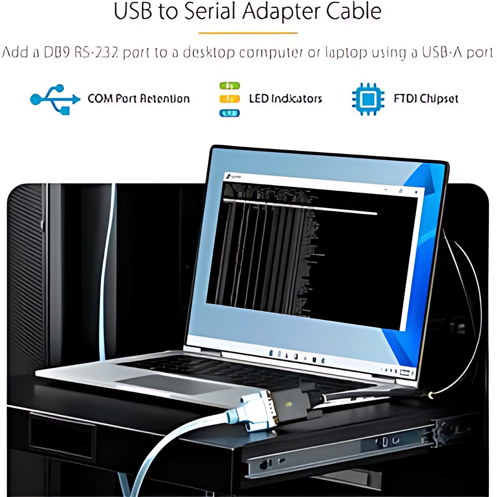 Startech.com Cable Adaptador Usb A Serial De 3m – Retención Com – Ftdi – Usb A Db9 Rs232 Serial – Tornillos Intercambiables – Cable For Computadora De Escritorio, Portátil, Dispositivo Periférico, Monitor, Sensor, Escaner De Código De Barras, Impresora De Recibos, Dipositivo Pdv, Led, Computador, Señalización Digital – 480mbit/S – Apantallado – Oro Conector Chapado – Negro