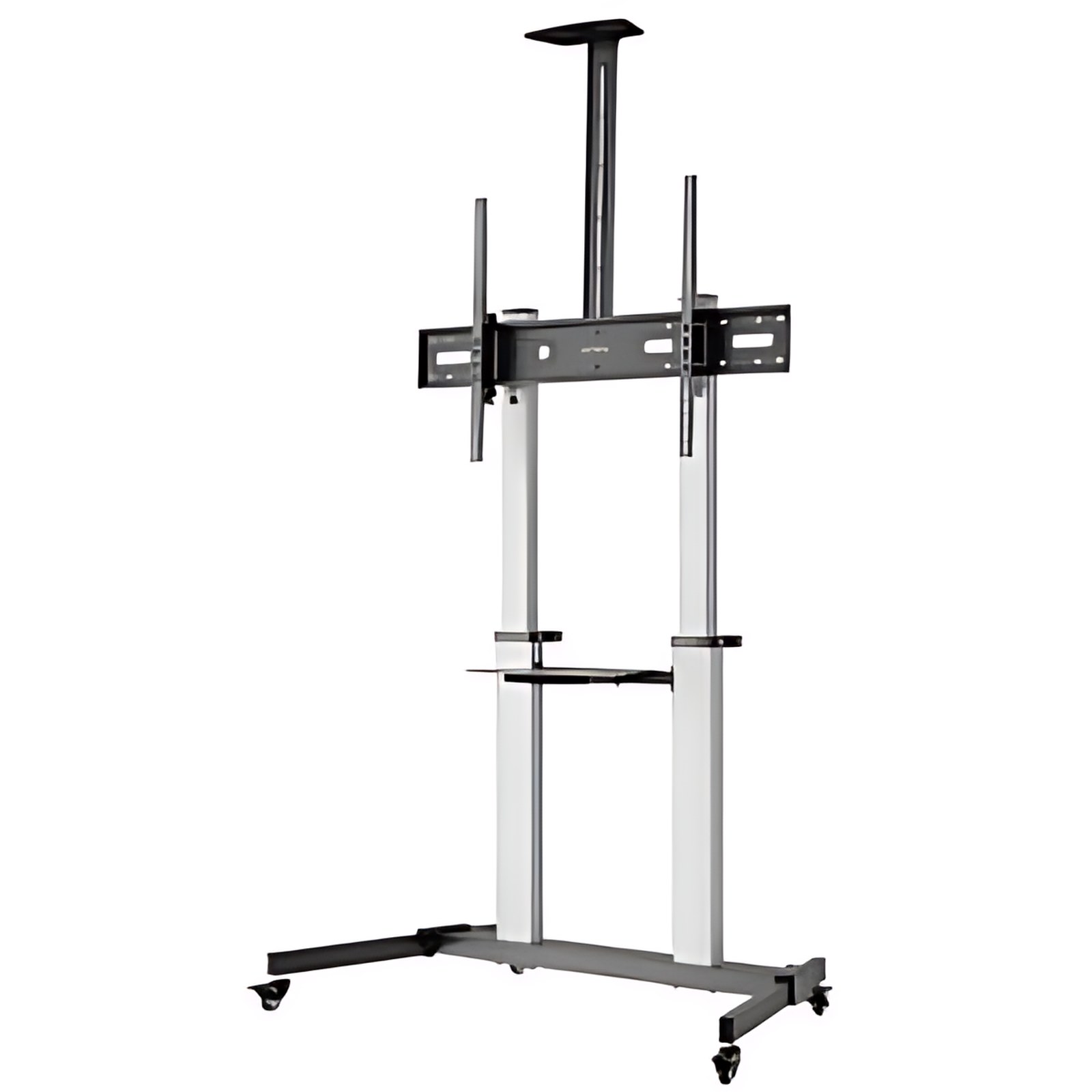 Ic Intracom Carro Multimedia – 80kg Capacidad De Carga – 4 Ruedas – Aluminio, Acero, Poliuretano – 1.3m Longitud X 717mm Ancho X 2326.9mm Altura – Plata, Negro – 152.4cm (60″) A 254cm (100″) Screen Supported