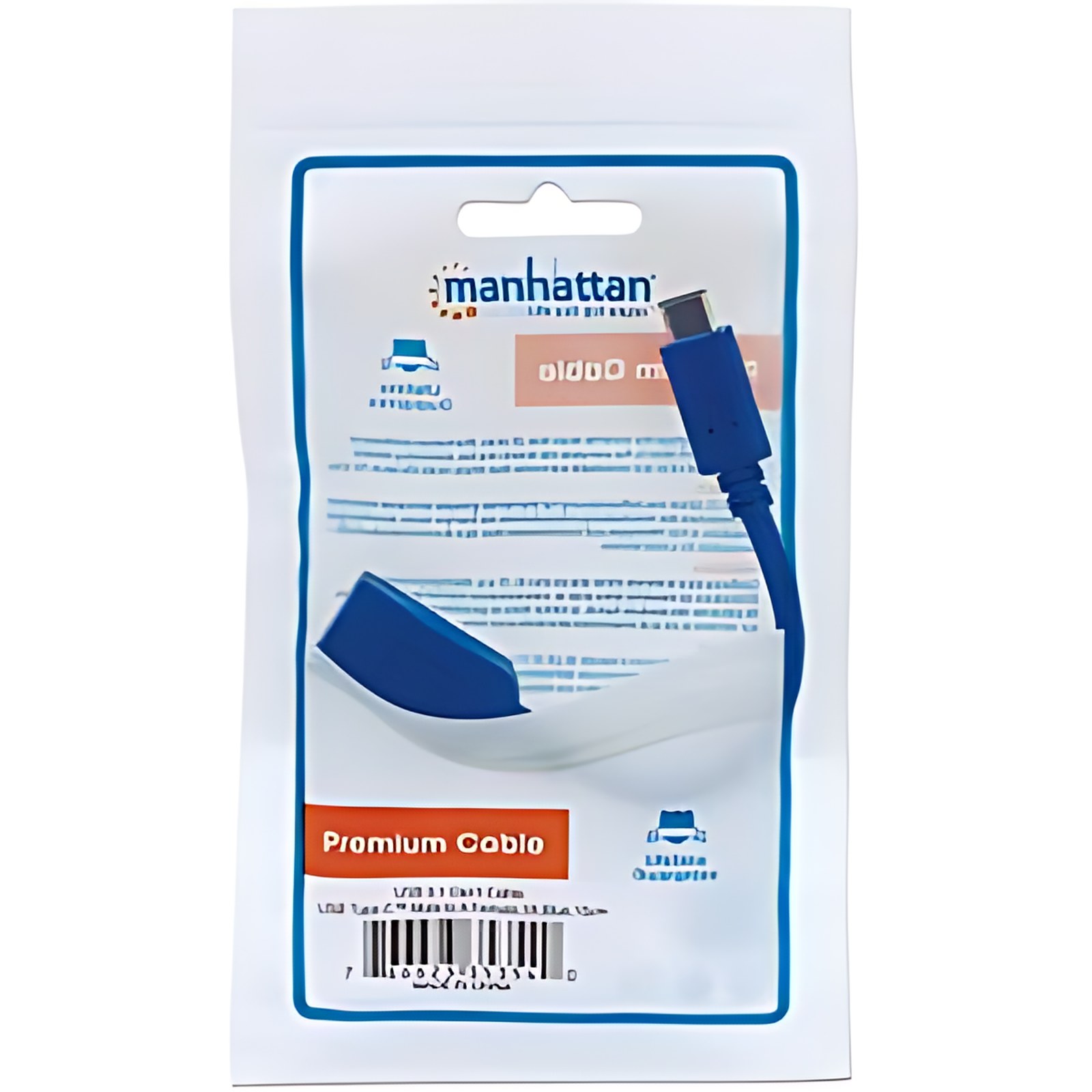 Manhattan Cable Usb-C V3.1, C-Ah 15cm – 5gbit/S – Apantallado – Níquel Contacto Chapado – 30 Awg – Azul