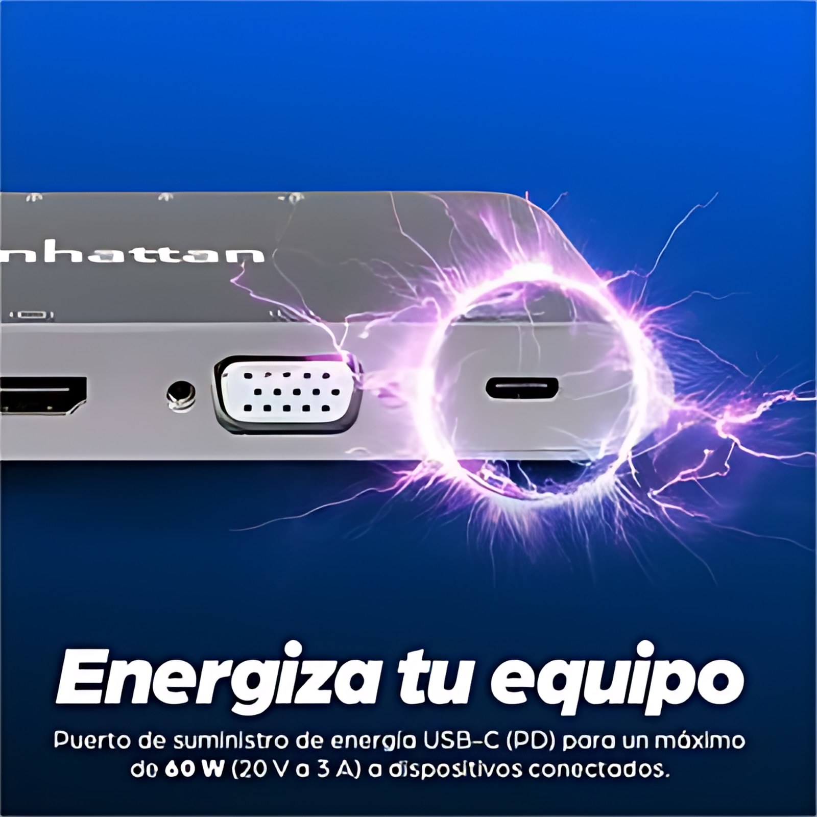 Manhattan Docking Usb-C 11 Ptos, Hdmi/Mini Dp/Vga, Usb-C Pd/3xusbv3.2, Red/Audio/Sd/Micro Sd – 5 X Puertos Usb – 3 X Usb 3.0 – Red (rj-45) – Hdmi – Vga – Mini Displayport – Línea Salida De Audio – Cableado