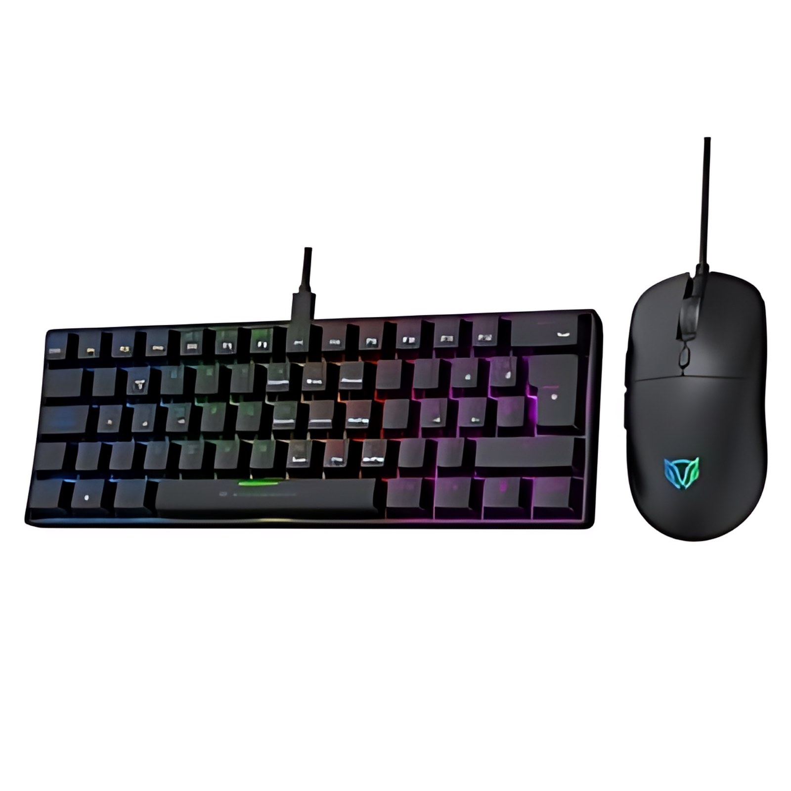 Combo Gamer Alámbrico Fusion Vanguard Ckg660 / Teclado Mecanico 60% / 62 Teclas / Antighosting / Mouse 6d / 7,200 Dpi Ajustable / Backlight / Azender Series / Negro